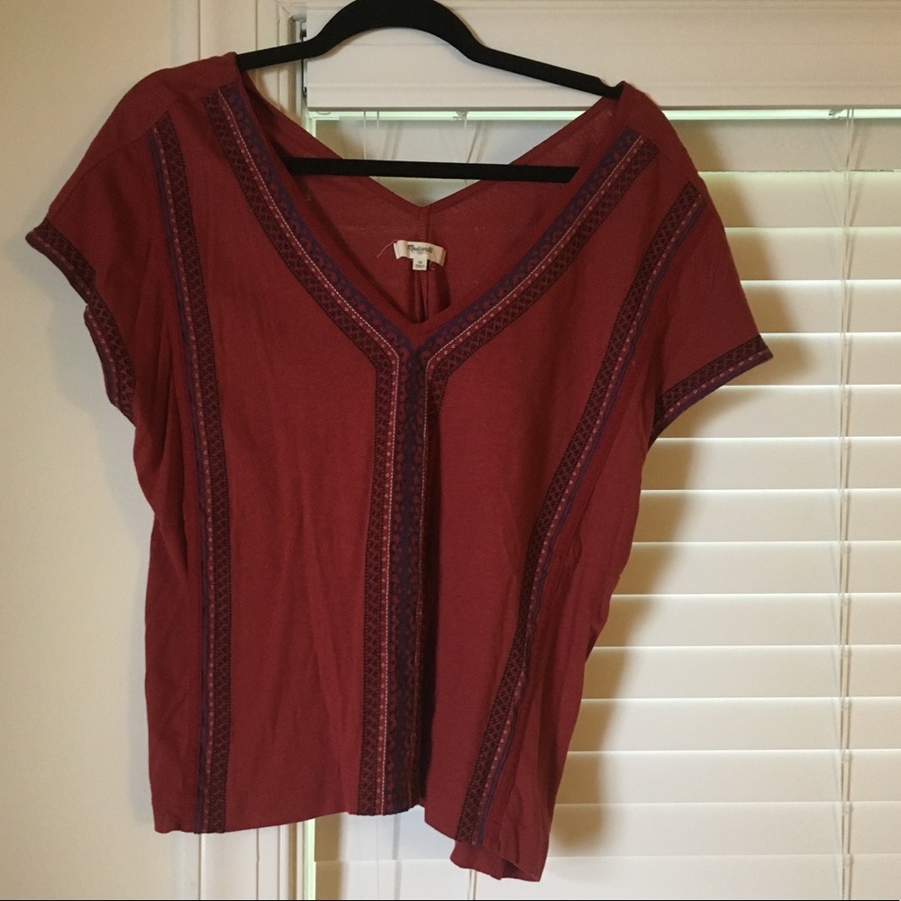 Madewell Red Flowy Summer Top